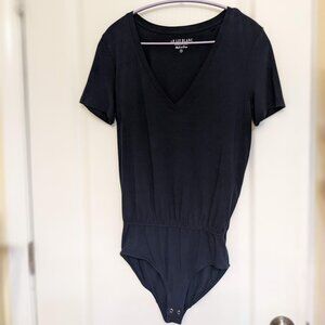 Le Lis Blanc Premium Fabric Black Short Sleeve Bodysuit (Cotton and Modal)